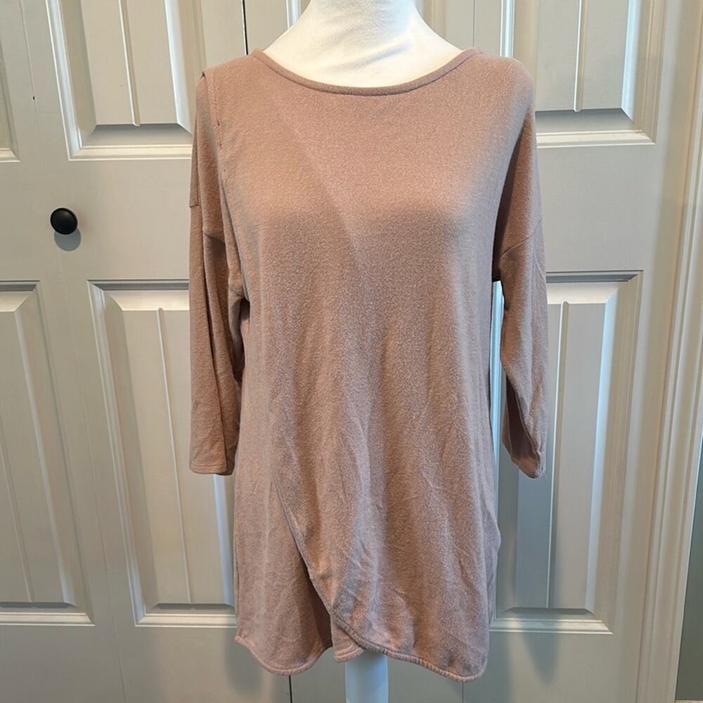 Gibson Large Pink Adobe Crossover Fleece Convertible Sweater Top